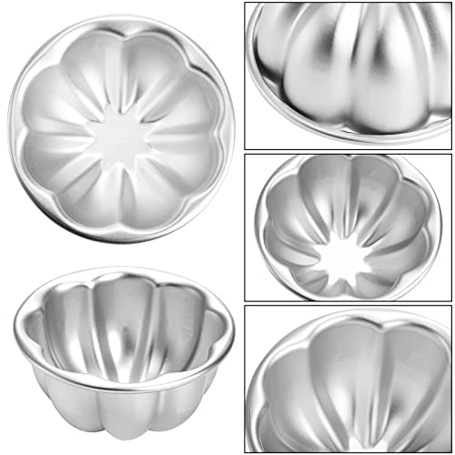Mezchi 12 Pack Egg Tart Molds, Aluminum Alloy Pudding Jelly Molds, Reusable Cake Tartlets, Cupcake and Muffin Cups for Baking, Flower Shape, Non-sticky - Image 3