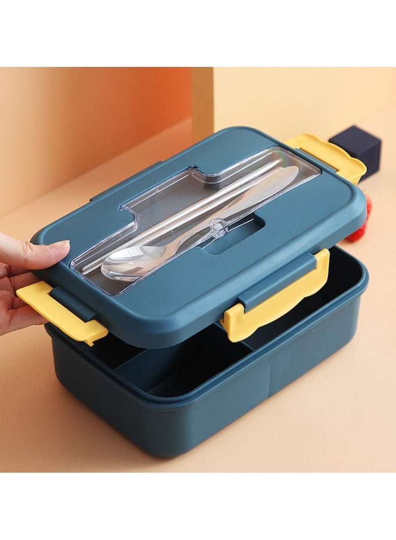 LINGWEI Bento Lunch Box for Kids & Adults 3-Compartment Leakproof Food Container with Spoon & Fork  - Image 1