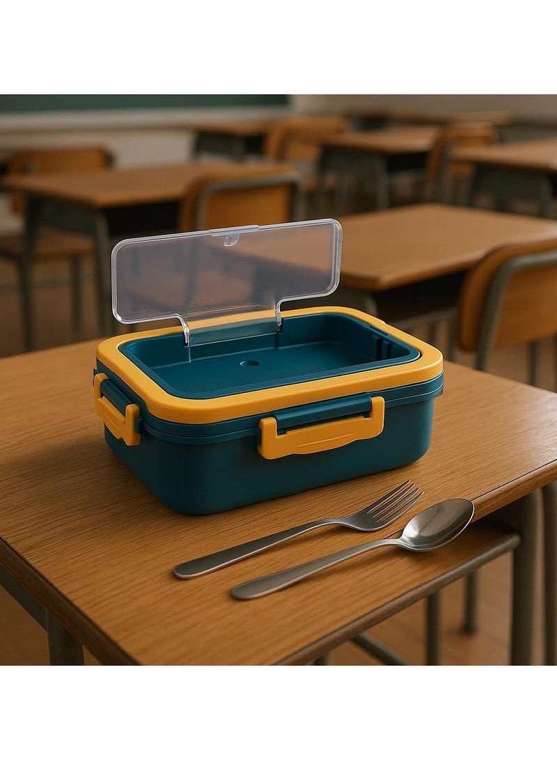 LINGWEI Bento Lunch Box for Kids & Adults 3-Compartment Leakproof Food Container with Spoon & Fork  - Image 4