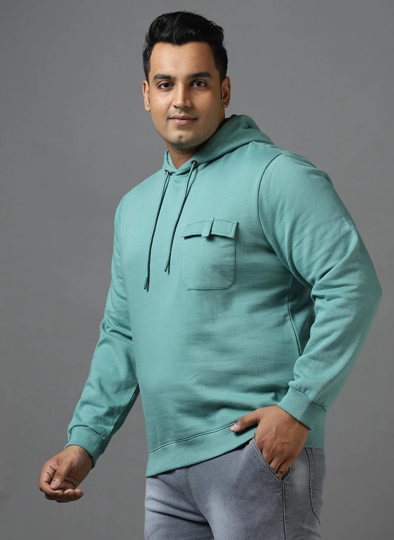 Urbano Fashion  Urbano Plus Men's Light Green Cotton Solid Hooded Neck Sweatshirt for Men | Best Price UAE
