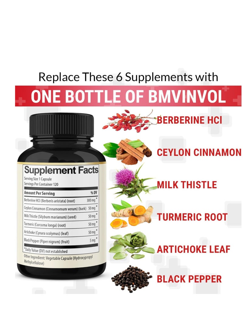 BMVINVOL Berberine Supplement with Ceylon Cinnamon,120 Capsules for 4 Month Supply - Image 3
