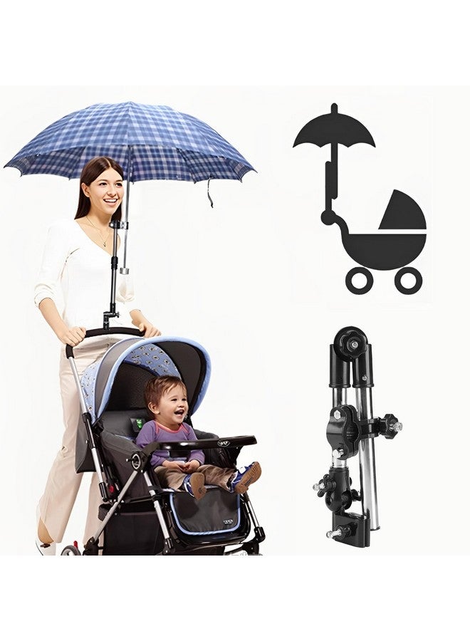 Horoper Umbrella Stand Umbrella Clamp, Umbrella Holder for Stroller Wheelchair, 360° Umbrella Clip for Chair Stretch Mount Stand Holder for Baby Stroller Pram Chair (Black) - Image 2