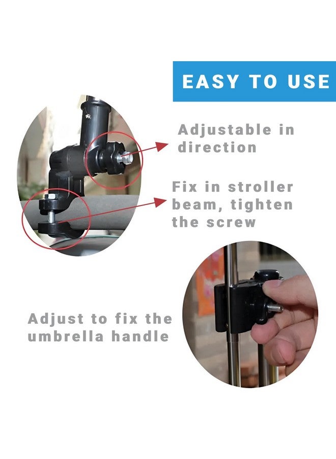 Horoper Umbrella Stand Umbrella Clamp, Umbrella Holder for Stroller Wheelchair, 360° Umbrella Clip for Chair Stretch Mount Stand Holder for Baby Stroller Pram Chair (Black) - Image 4