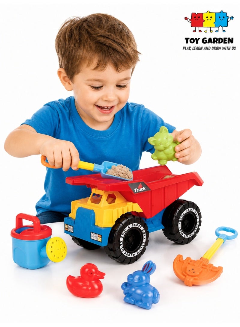 7-Piece Sand Dump Truck Beach Toy Set – Colorful Outdoor Toys for Kids - Image 1