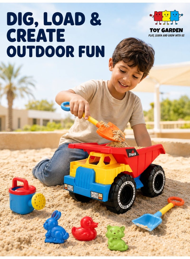 7-Piece Sand Dump Truck Beach Toy Set – Colorful Outdoor Toys for Kids - Image 1
