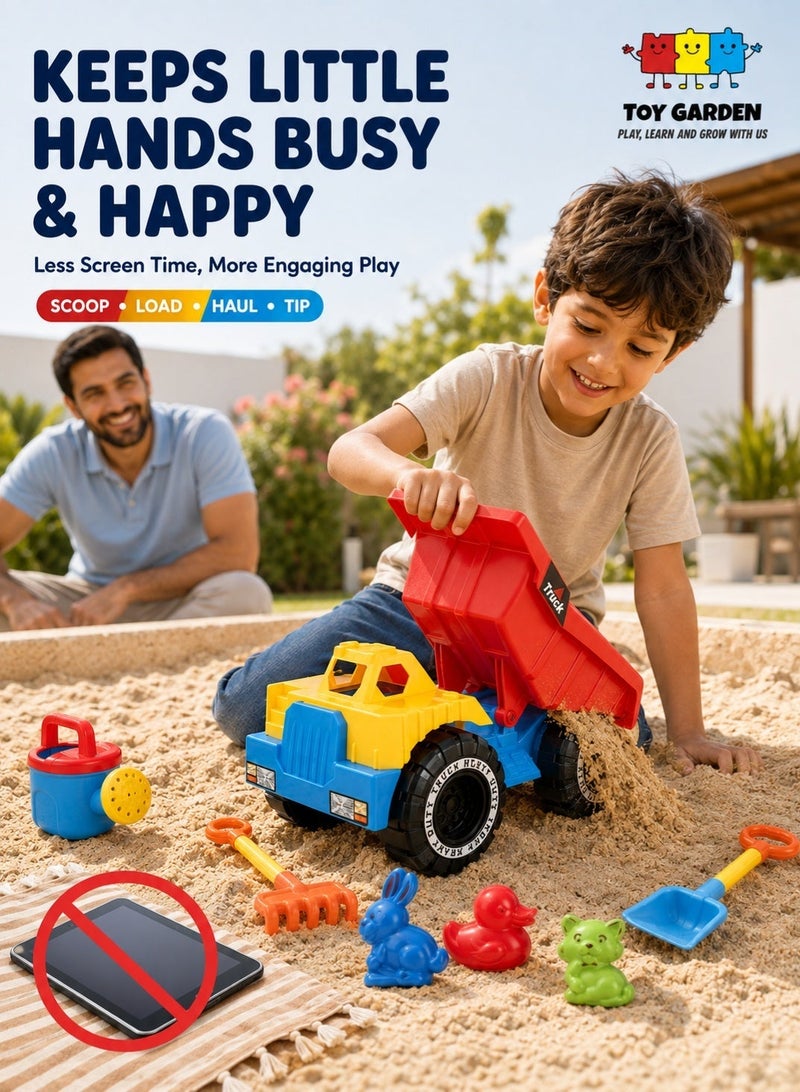 7-Piece Sand Dump Truck Beach Toy Set – Colorful Outdoor Toys for Kids - Image 2