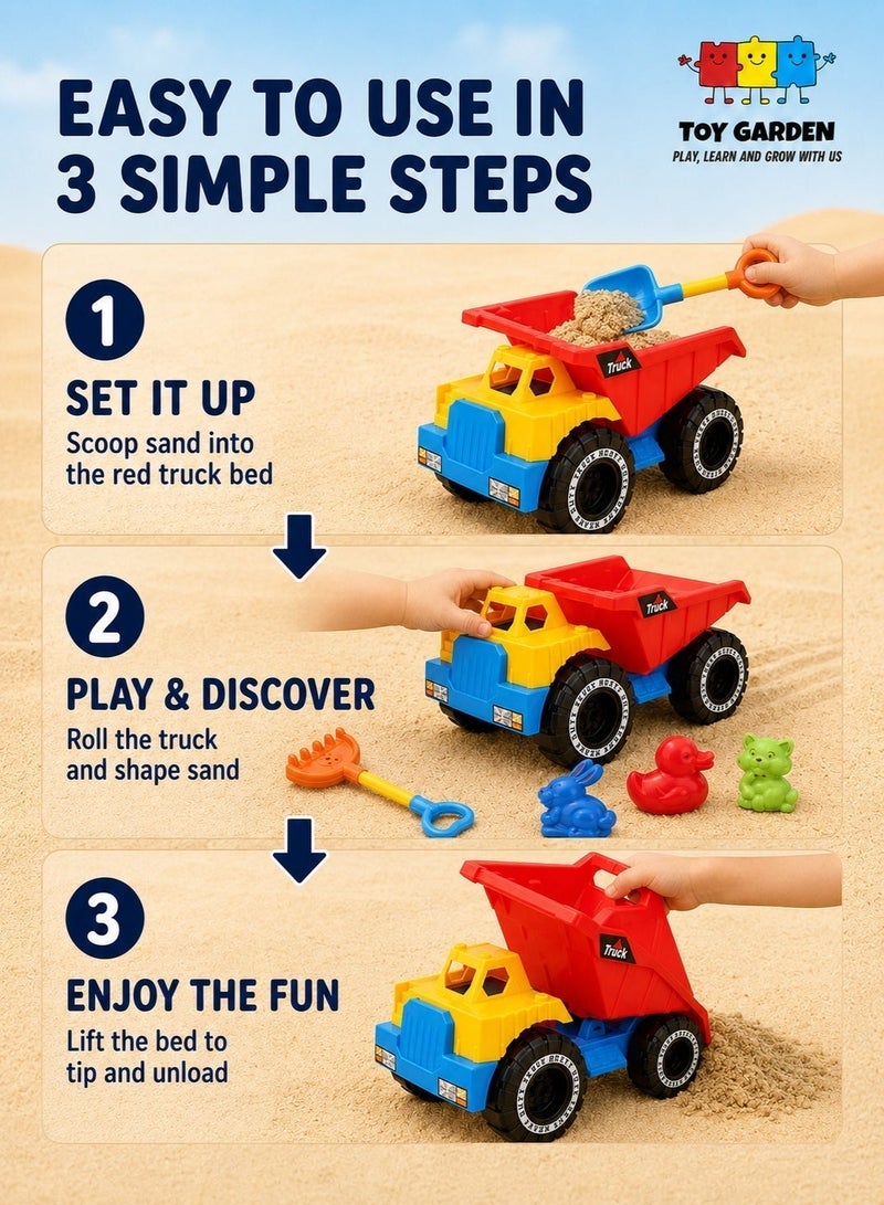7-Piece Sand Dump Truck Beach Toy Set – Colorful Outdoor Toys for Kids - Image 5