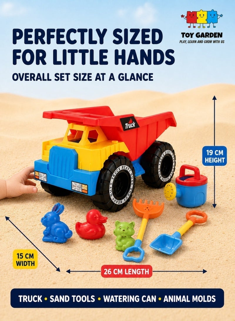 7-Piece Sand Dump Truck Beach Toy Set – Colorful Outdoor Toys for Kids - Image 4