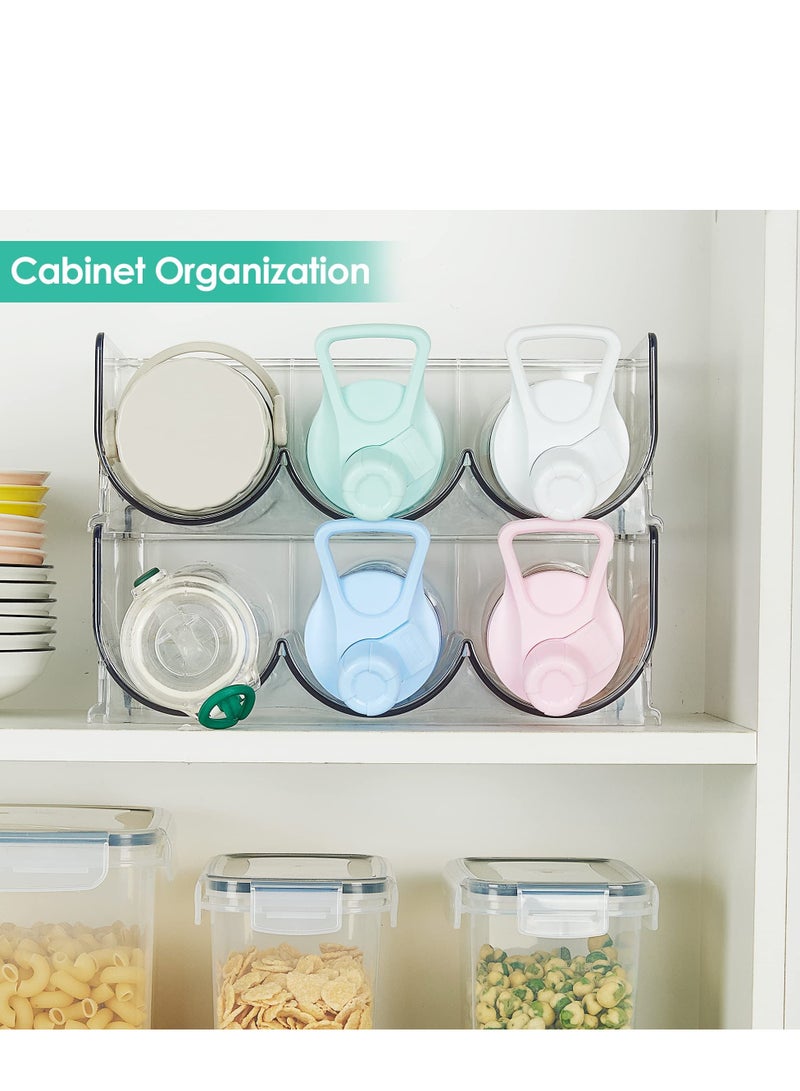 SYOSI Plastic Water Bottle Organizer, 2 Pack Stackable Bottle Holder Storage Rack for Cabinet, Kitchen Countertop, Pantry Organization, Fridge, Free-Standing Cup Organizer Hold 6 Bottles, Clear - Image 4