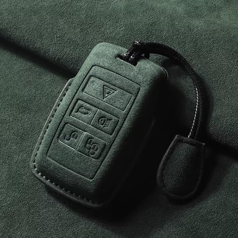 Suede Faux Leather Car Key Case Cover for Evoque, Range Sport, 4, Freelander, and Compass 2(SS-GREEN) - Image 1