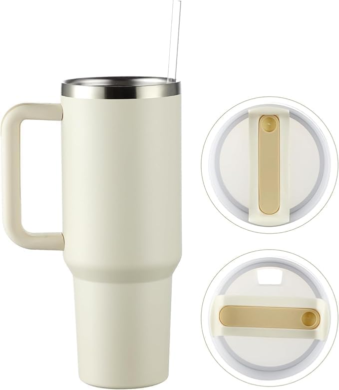 NIXTIL Tumbler with Handle and Straw Lid 40oz Double Wall Stainless Steel Water Bottle Cup Reusable Travel Gym Yoga Mug BPA Free Durable for Iced Tea Coffee Steel Mug 1200ML 1PCS - Image 2