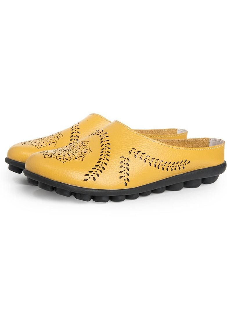 Loquat Women's New Spring/Summer Slippers Low Top Flat Shoes Yellow 