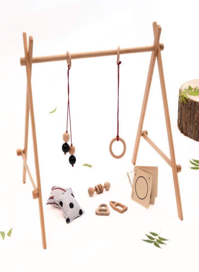 Ariro Neem Wood Infant Starter Bundle | Montessori Essentials for Newborns (0-8M+) | Eco-Friendly Baby Gift Set with Play Gym, Wooden Teethers, Rattle & Visual Toys - Image 1