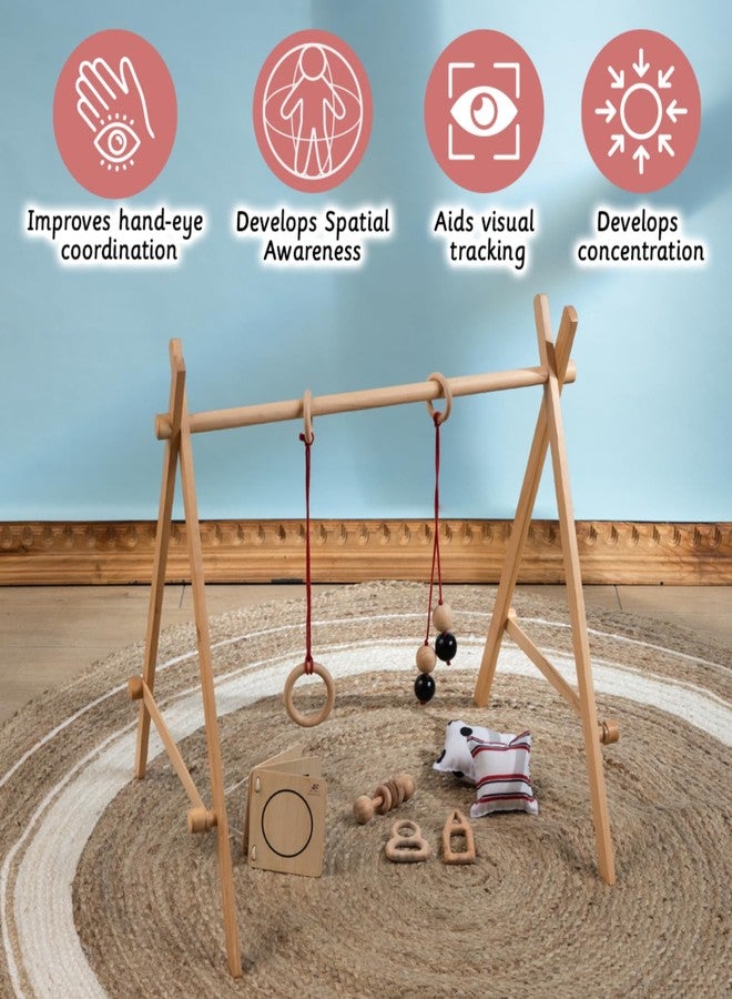 Ariro Neem Wood Infant Starter Bundle | Montessori Essentials for Newborns (0-8M+) | Eco-Friendly Baby Gift Set with Play Gym, Wooden Teethers, Rattle & Visual Toys - Image 2