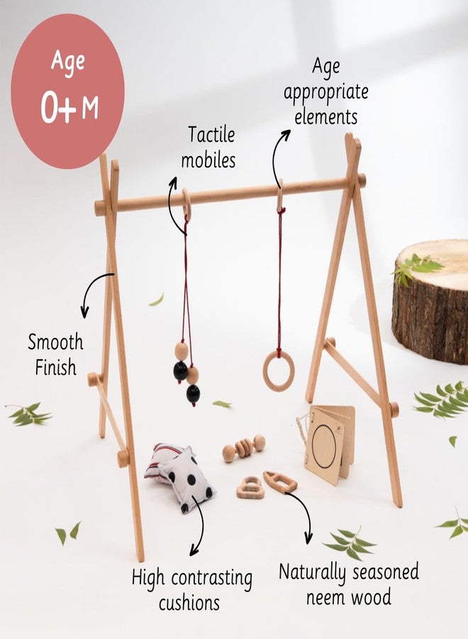 Ariro Neem Wood Infant Starter Bundle | Montessori Essentials for Newborns (0-8M+) | Eco-Friendly Baby Gift Set with Play Gym, Wooden Teethers, Rattle & Visual Toys - Image 3