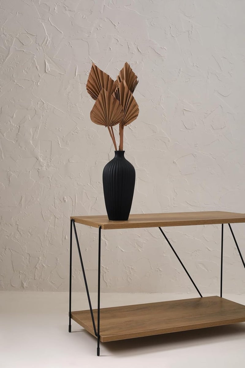 PUREZENTO Saroi Vase Black 8 inch Matte Finish Ceramic Designer Flower Vases for Home Decoration Centre Table Bedroom Side Corner Beautiful Decorative Vases with Unique Quality - Image 1