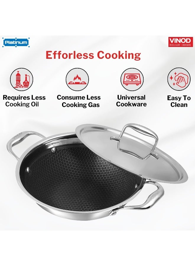 VINOD SAS Pro Platinum Triply Stainless Steel Extra Deep Kadai - 22 cm, 2.5 L | HexaShield Design Stick-Resistant Surface | Metal Spatula Safe | Healthy Cooking | Induction & Gas base | PFOA Free - Image 4
