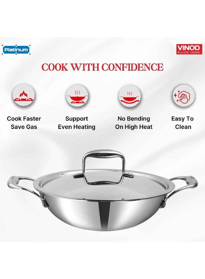 VINOD SAS Pro Platinum Triply Stainless Steel Extra Deep Kadai - 22 cm, 2.5 L | HexaShield Design Stick-Resistant Surface | Metal Spatula Safe | Healthy Cooking | Induction & Gas base | PFOA Free - Image 5
