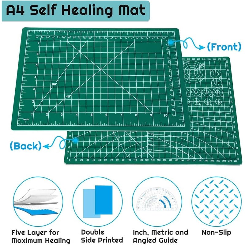 anezus Self Healing Sewing Mat, Rotary Cutting Mat Double Sided 5-Ply Craft Cutting Board for Sewing Crafts Hobby Fabric Precision Scrapbooking Project 9 x 12(A4) - Image 2
