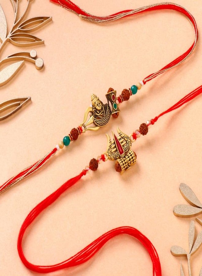 Floweraura Premium Rakhi for Brother Idol Combo Include Set of 2 Traditional Shiva & Damru Rakhis with Lord Shiva Adiyogi Idol & Roli Set - Rakhi Gift for Brother, Bhai, Cousins & Rakshabandhan Gift - Image 4