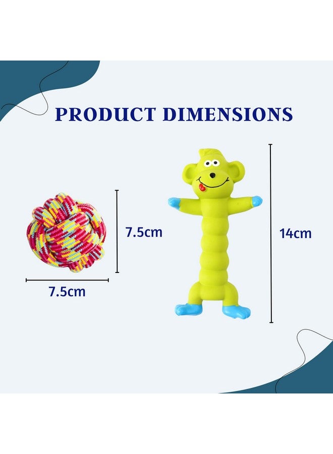 مجموعة ألعاب حبلية 5 في 1 تصدر أصواتًا ومضغًا للكلاب - (حبل مكون من عقدتين + كرة قطنية + جزرة + عصا ذرة + قرد أخضر) | لعبة مضغ ولعب وتسنين للكلاب الصغيرة والجراء - Image 3