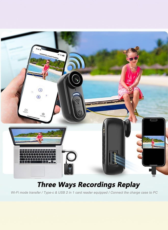 4K Mini Body Camera 128GB, Thumb Size Action Body Cam, Wearable Sports Cameras,Hands-Free POV Recording, Helmet Mount, Magnetic Sport DV for Bike Cycling,for Vlogging Pet Walk Swim - Image 5