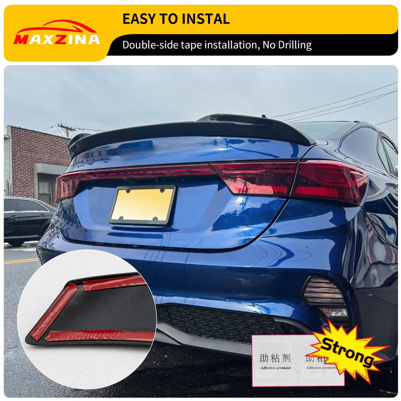 Maxzina Spoiler Wing Compatible with 2019-2024 Kia Forte Sedan Rear Spoiler Trunk Rear Spoiler Wing Lip ABS Plastic for 2023 Forte Accessories (Glossy Black) - Image 5