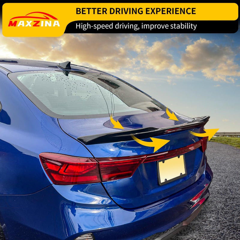 Maxzina Spoiler Wing Compatible with 2019-2024 Kia Forte Sedan Rear Spoiler Trunk Rear Spoiler Wing Lip ABS Plastic for 2023 Forte Accessories (Glossy Black) - Image 4