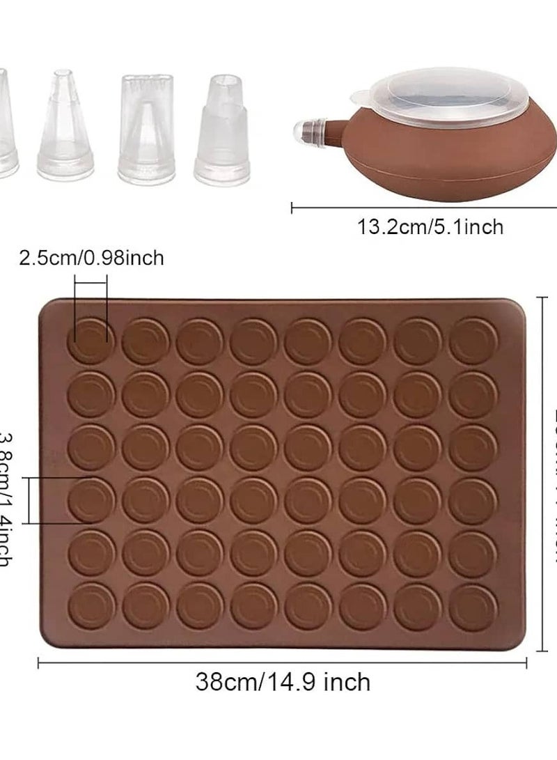 Beauenty Making Kit 48 - Non-Retractable Silicone Baking Mats, Cake Mold, Macaron Molds, Macaron Mat, Macaron Mat, Cake Mold, Dessert, Brown - Image 1