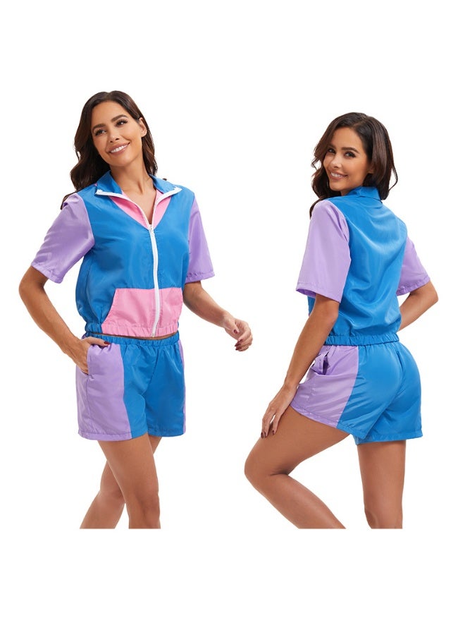 ملابس رياضية نسائية بستايل الديسكو الكرنفالي من ثمانينيات القرن العشرين مع سحاب - Image 3