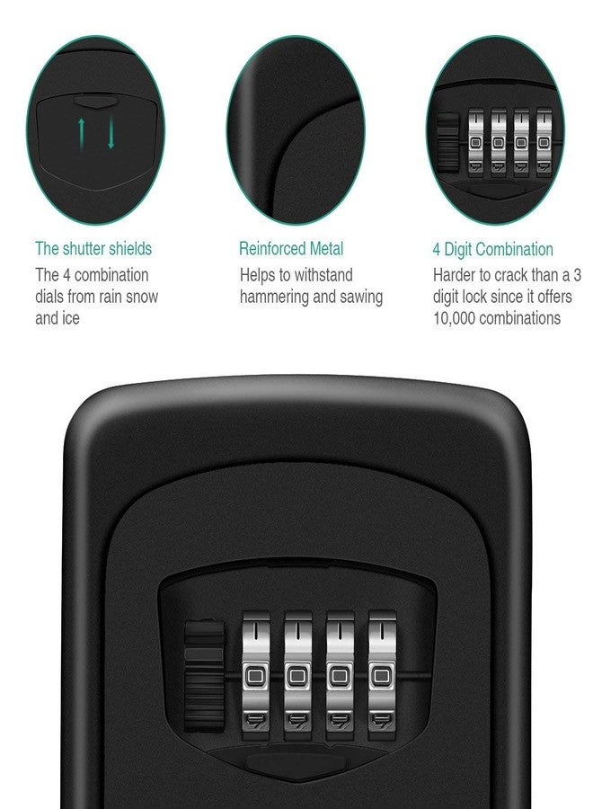 ORIA Key Storage Lock Box, 4 Digit Combination Lock Box, Wall Mounted Lock Box, Resettable Code, 5 Key Capacity, 4.72 inch, Black, No Shackle - Image 5