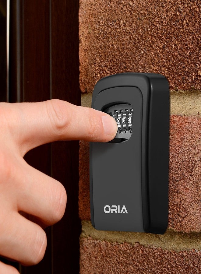ORIA Key Storage Lock Box, 4 Digit Combination Lock Box, Wall Mounted Lock Box, Resettable Code, 5 Key Capacity, 4.72 inch, Black, No Shackle - Image 3