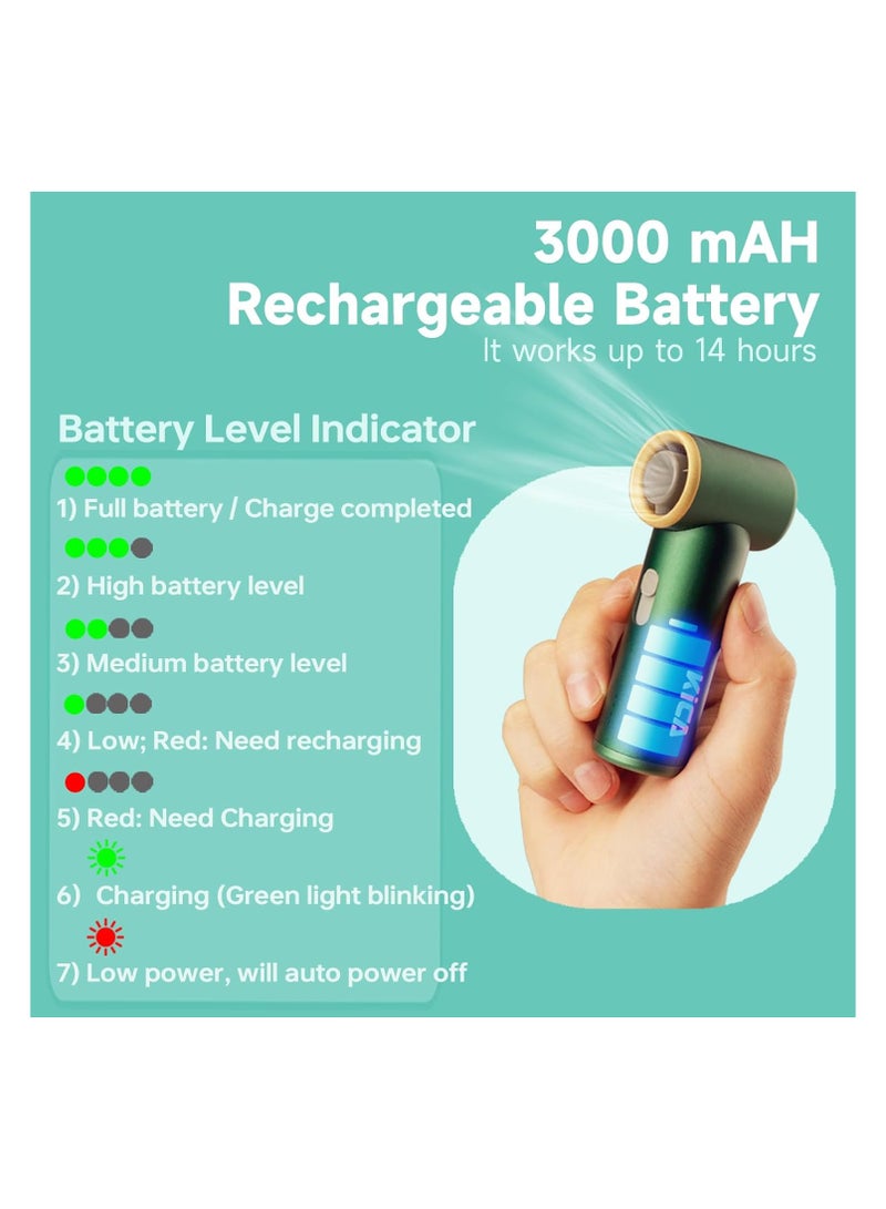 كيكا مروحة KICA Jet Mini 36000 دورة في الدقيقة، عمر بطارية طويل 14 ساعة، 3000 مللي أمبير في الساعة، لون أخضر - Image 3