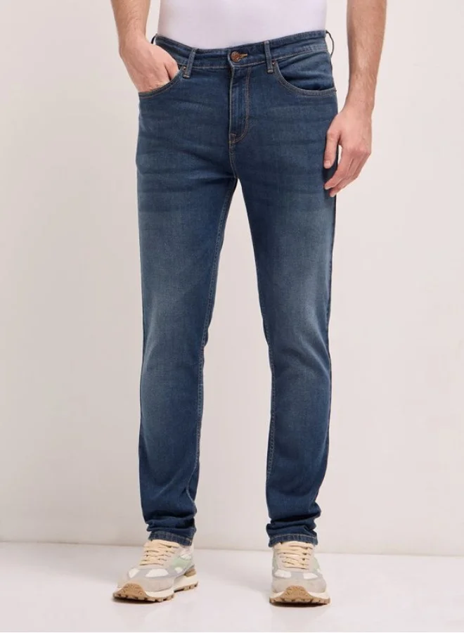 THE BEAR HOUSE Men's Blue Mid Rise Slim Fit Jean Classic Comfort With Modern Style, Perfect For Everyday Casual Looks And Effortless Streetwear Vibes