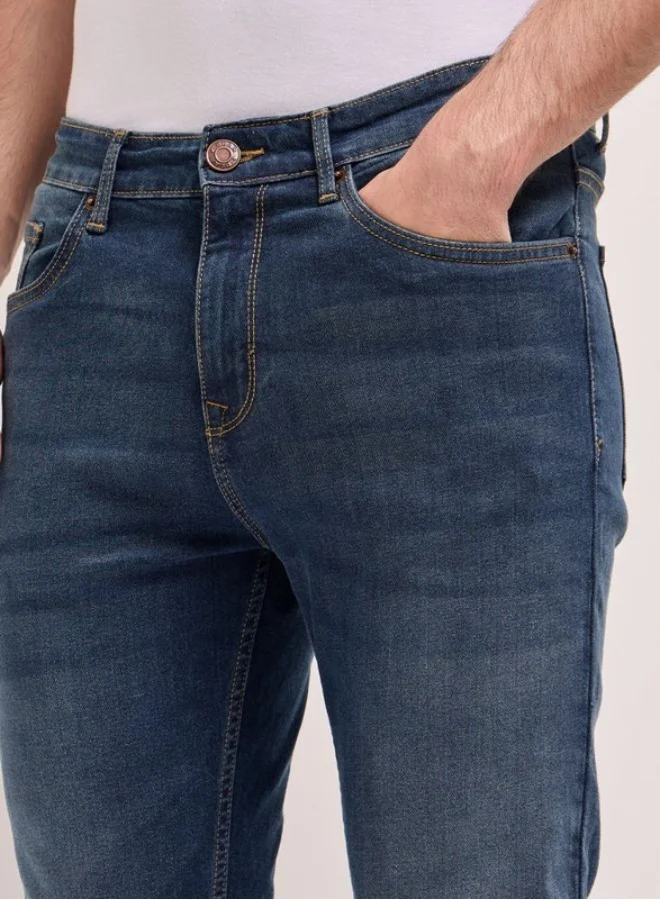 THE BEAR HOUSE Men's Blue Mid Rise Slim Fit Jean Classic Comfort With Modern Style, Perfect For Everyday Casual Looks And Effortless Streetwear Vibes