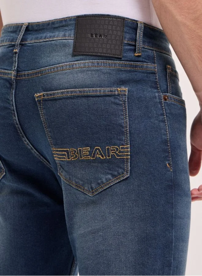 THE BEAR HOUSE Men's Blue Mid Rise Slim Fit Jean Classic Comfort With Modern Style, Perfect For Everyday Casual Looks And Effortless Streetwear Vibes