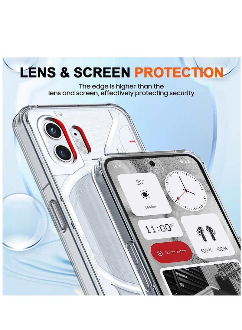 ELTRAZONE غطاء شفاف لهاتف Nothing Phone 2، ظهر صلب من PC + واقي TPU ناعم، تصميم شفاف نحيف وخفيف الوزن، غطاء مقاوم للصدمات وغير قابل للانزلاق، حماية مضادة للاصفرار - Image 3