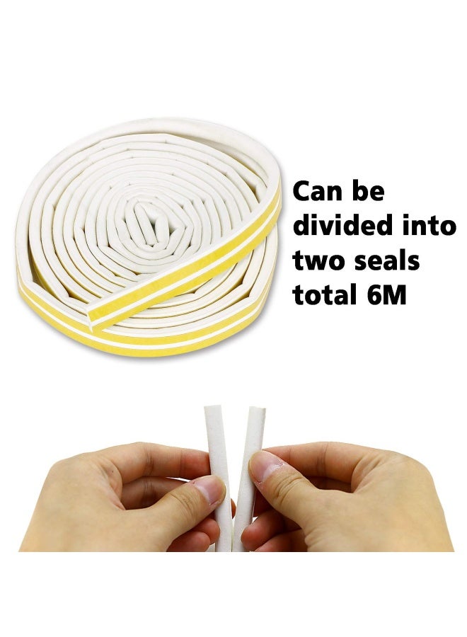 SUNMON Door Seal D-Type Strip Weather Stripping Self Adhesive Foam For Doors And Windows Soundproofing Weatherstrip Gap Collision Avoidance White - Image 3