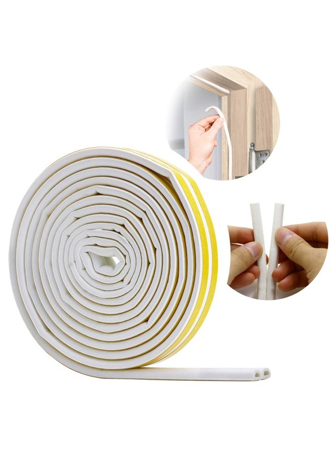 SUNMON Door Seal D-Type Strip Weather Stripping Self Adhesive Foam For Doors And Windows Soundproofing Weatherstrip Gap Collision Avoidance White - Image 1
