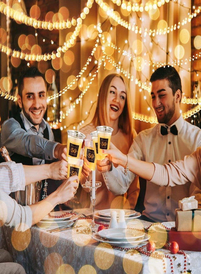Funnymoom مجموعة فاني موم المكونة من 100 كوب للاحتفال بعيد الميلاد الخمسين، سعة 12 أونصة، مكتوب عليها "نخب لخمسين عامًا سعيدًا"، أكواب بلاستيكية شفافة للاستخدام مرة واحدة، مناسبة للرجال والنساء، وديكورات حفلات الزفاف والذكرى السنوية، وهدايا الحفلات. - Image 4