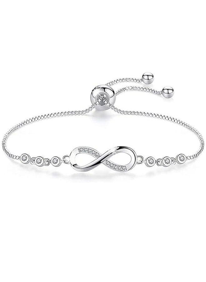 JEEJPV Gifts for Women Mom, Infinity Love Bracelets for Women Girls Girlfriend, Birthday Mothers Day Jewelry Gifts for Mom Wife from Daughter  (silver) - Image 1