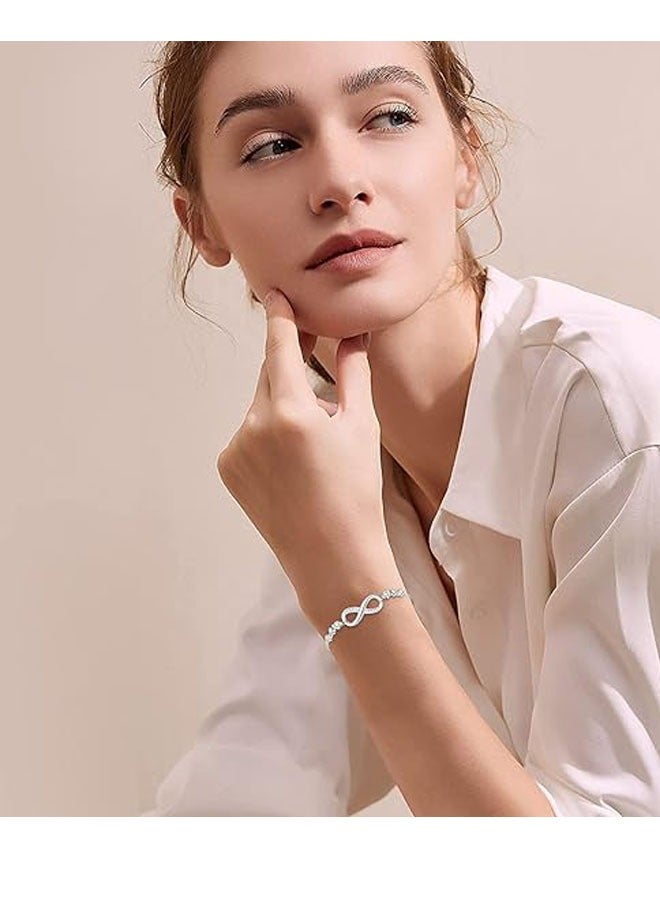JEEJPV Gifts for Women Mom, Infinity Love Bracelets for Women Girls Girlfriend, Birthday Mothers Day Jewelry Gifts for Mom Wife from Daughter  (silver) - Image 4