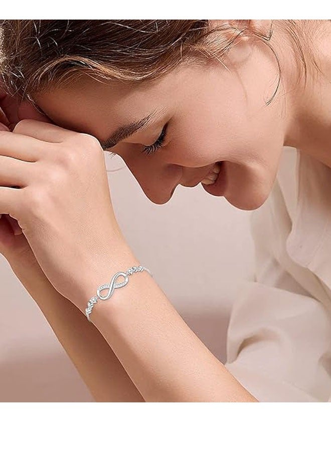 JEEJPV Gifts for Women Mom, Infinity Love Bracelets for Women Girls Girlfriend, Birthday Mothers Day Jewelry Gifts for Mom Wife from Daughter  (silver) - Image 3