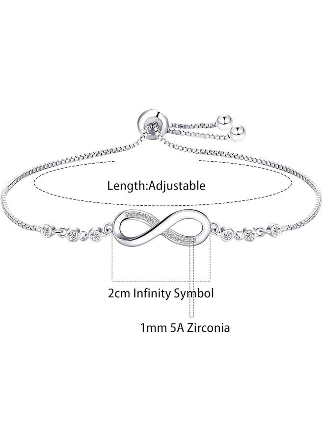 JEEJPV Gifts for Women Mom, Infinity Love Bracelets for Women Girls Girlfriend, Birthday Mothers Day Jewelry Gifts for Mom Wife from Daughter  (silver) - Image 2