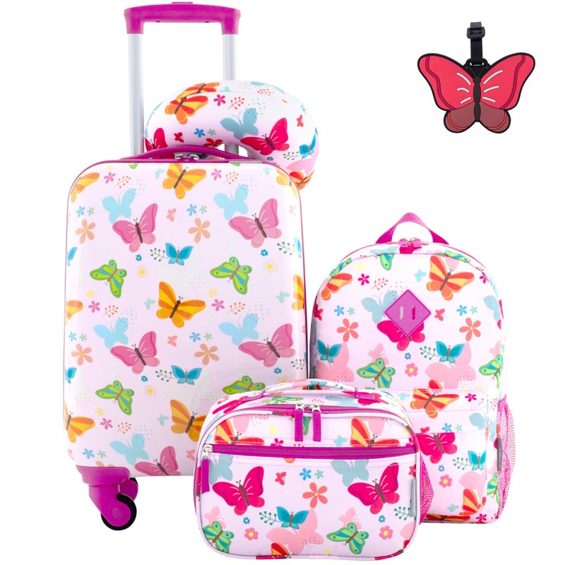 Travelers Club 5 Piece Kids' Luggage Set, Butterfly - Image 1