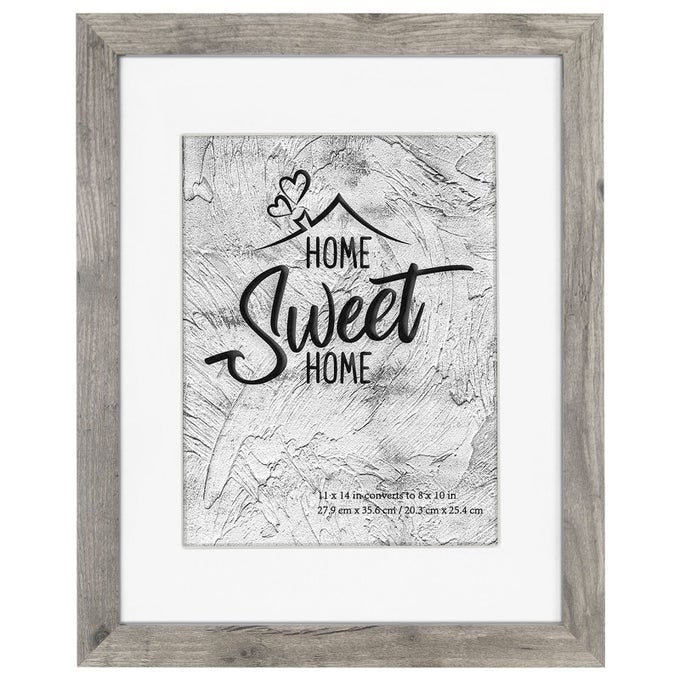 GRAY 11X14 PICTURE FRAME DISPLAY PHOTOS 8X10 WITH MAT OR 11X14 WITHOUT MAT HD GLASS INSIDE DISPLAY FOR WALL