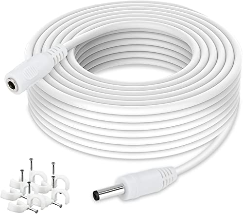 WILDHD DC Power Extension Cable 33ft 1.35mm x 3.5mm Compatible with 5V DC Adapter Cord for CCTV Security Camera IP Camera Standalone DVR (33ft DC3.5mm Plug White) - Image 1