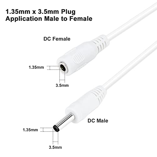 WILDHD DC Power Extension Cable 33ft 1.35mm x 3.5mm Compatible with 5V DC Adapter Cord for CCTV Security Camera IP Camera Standalone DVR (33ft DC3.5mm Plug White) - Image 3