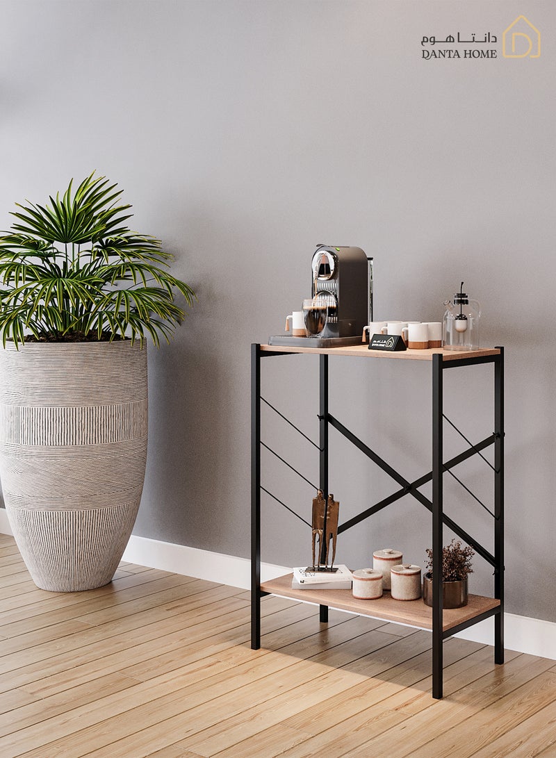 DANTA HOME Coffee Corner Table, Side Table, Bookcase, 2 Wooden Tops For Storage And Organization To Meet All Your Needs - Brown/Black - Image 3