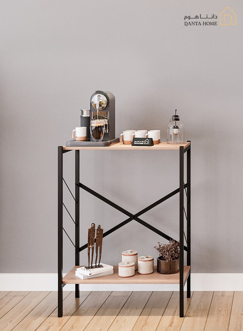 DANTA HOME Coffee Corner Table, Side Table, Bookcase, 2 Wooden Tops For Storage And Organization To Meet All Your Needs - Brown/Black - Image 2